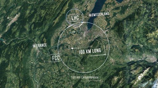 Illustration : Proposition d'emplacement du futur collisioneur circulaire (FCC) - Crédit : CERN