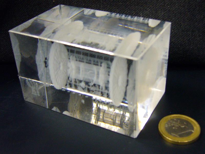 P1020568.JPG - Glass block 5x5x8 in package, with sticker on envelope